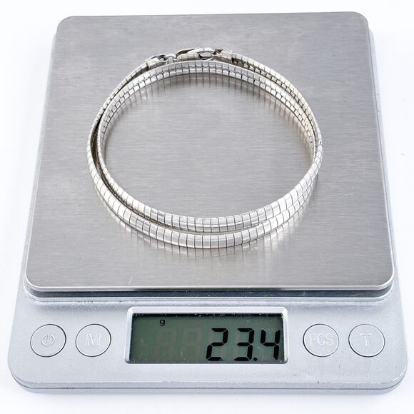 Vintage Italy CS Sterling Silver 925 5.7mm Omega Necklace 15.5" - Picture 5 of 5